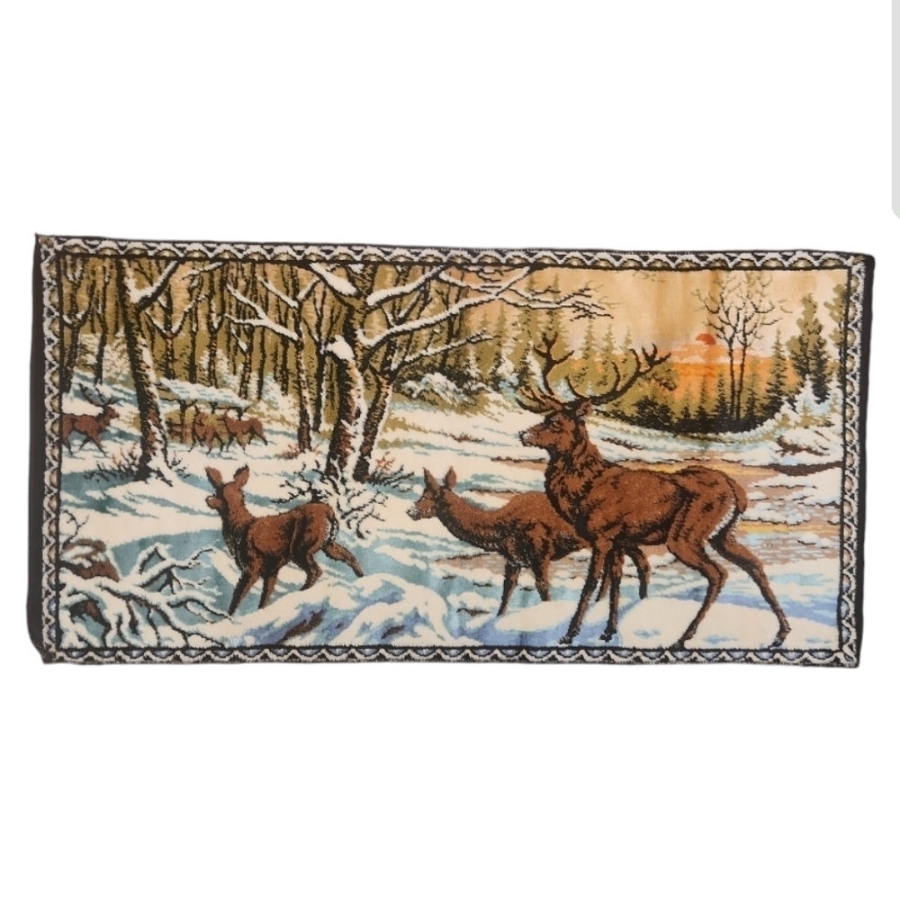 Vtg WPL Italian Velour Tapestry Rug